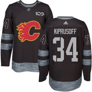 Miehille NHL Calgary Flames Pelipaita Miikka Kiprusoff #34 Authentic Musta 1917-2017 100th Anniversary